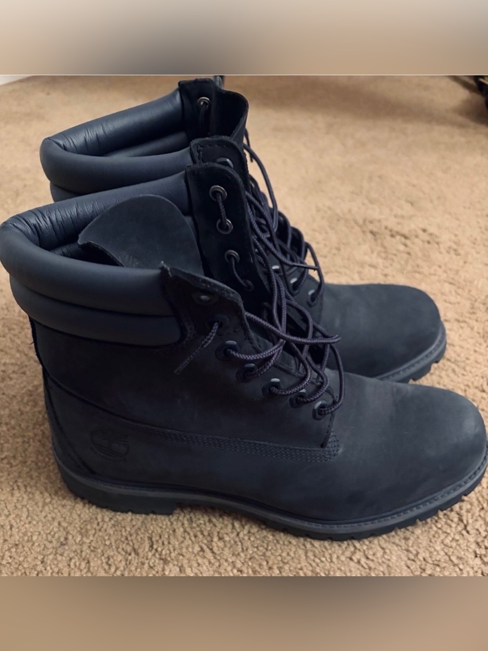 Timberland Black Lace-Up Leather Work Boots